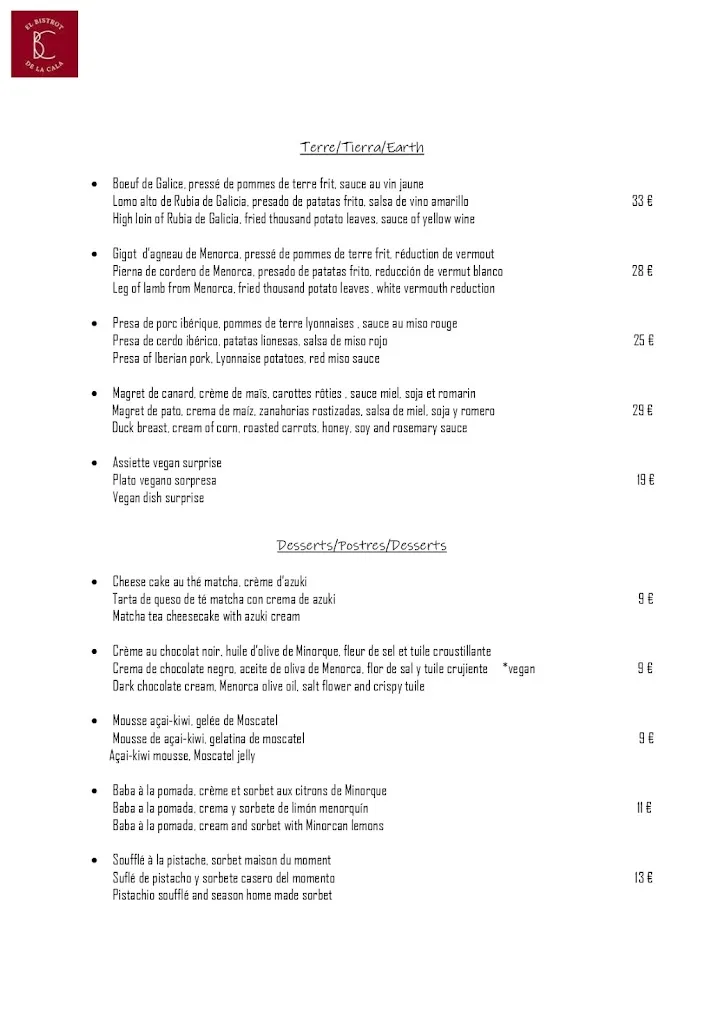 Menu_El bistrot de la Cala - Restaurante Bistronómico_Castell Es_immagine_2