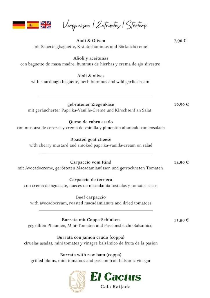 Menu_El-Cactus Restaurant_Cala Rajada_image_2