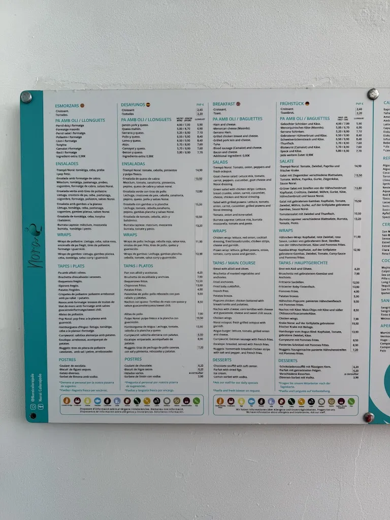 Menu_Norai Cala Rajada Restaurant-Cafeteria_Cala Rajada_image_1