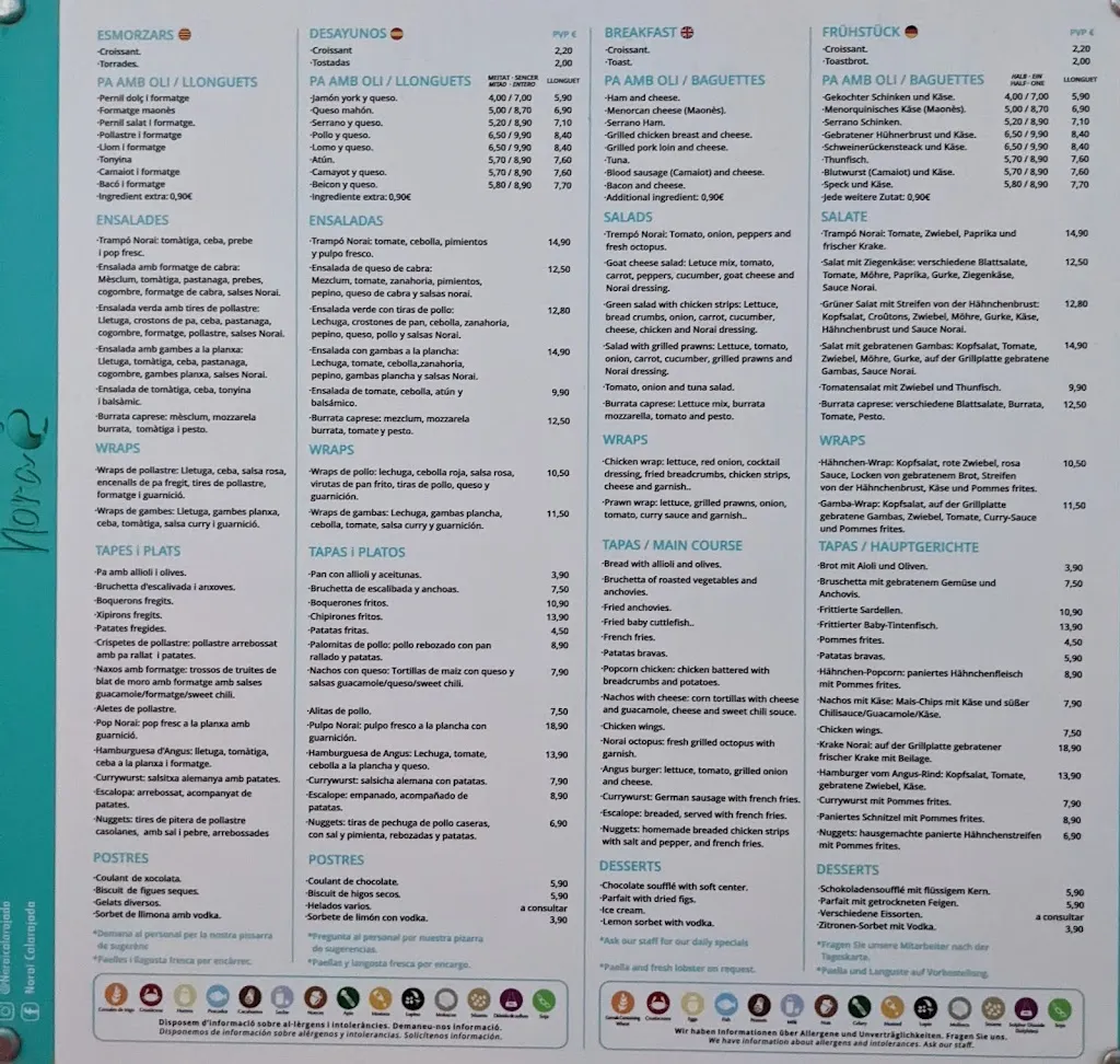 Menu_Norai Cala Rajada Restaurant-Cafeteria_Cala Rajada_image_2