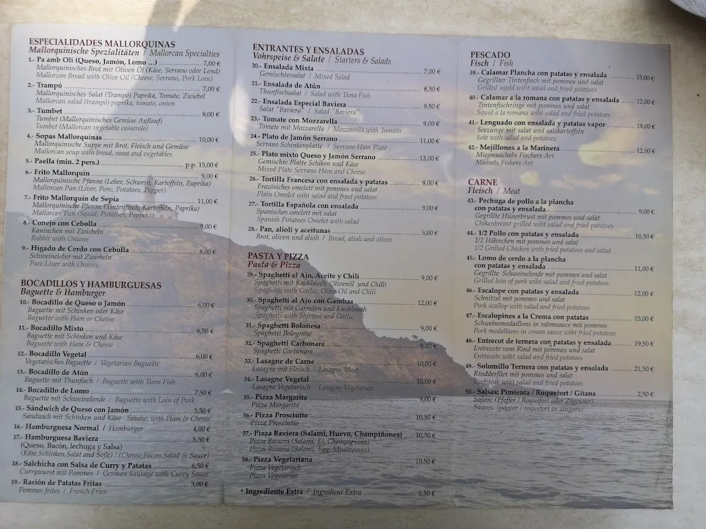 Menu_Cafe - Restaurant Baviera_Cala Rajada_image_1