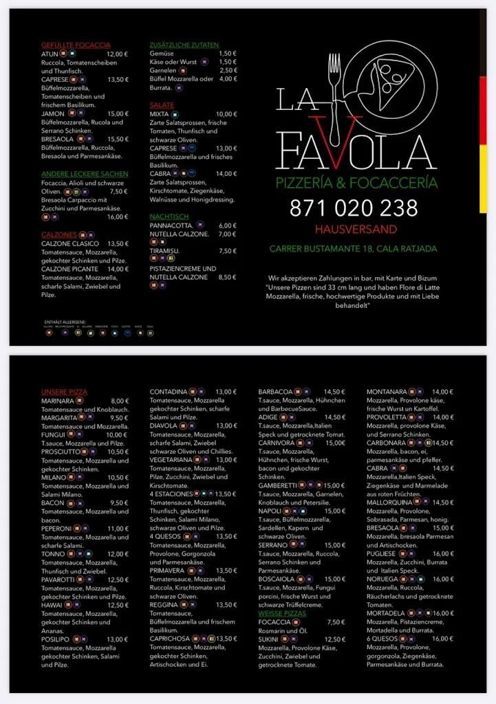 La Favola Pizzería & Focaccería_Cala Rajada_menu_image_1