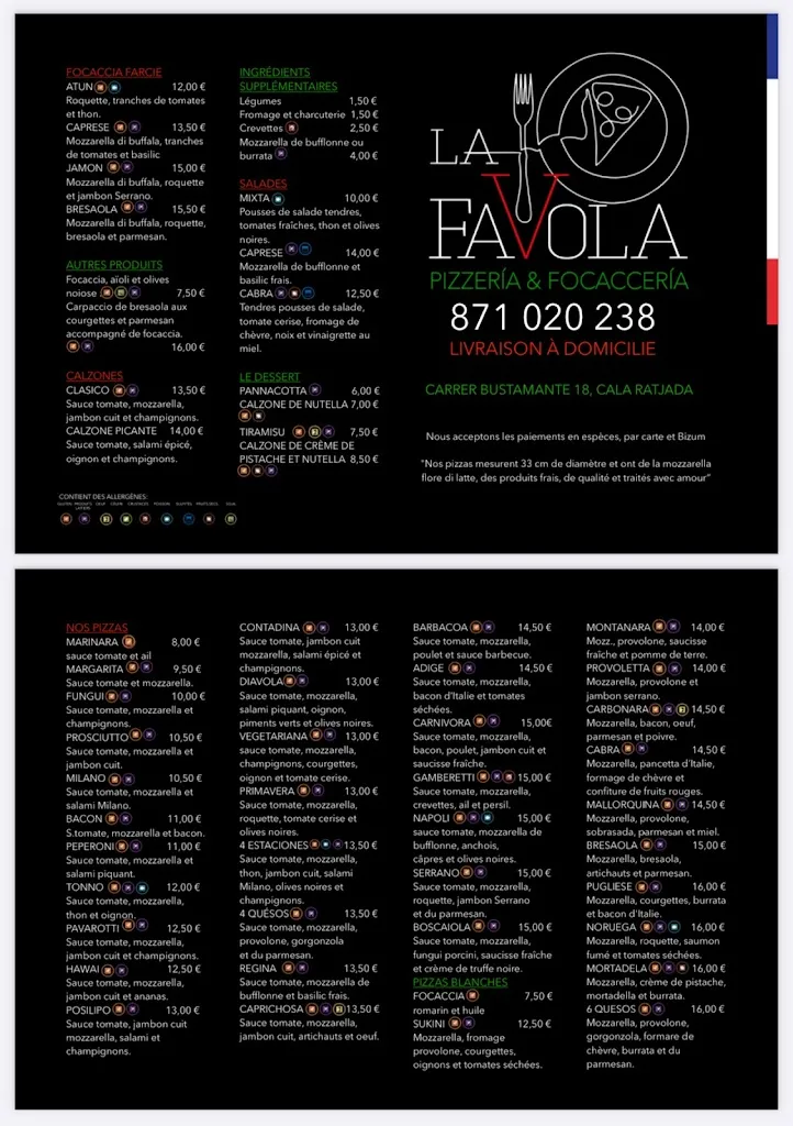 Menu_La Favola Pizzería & Focaccería_Cala Rajada_immagine_2