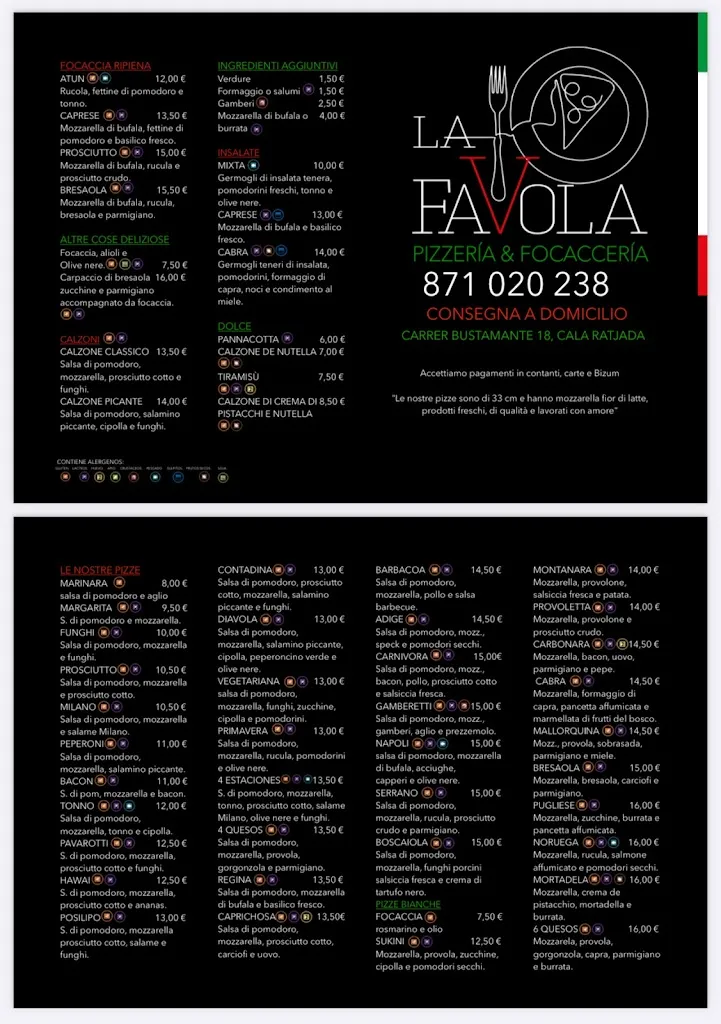 Menu_La Favola Pizzería & Focaccería_Cala Rajada_immagine_4