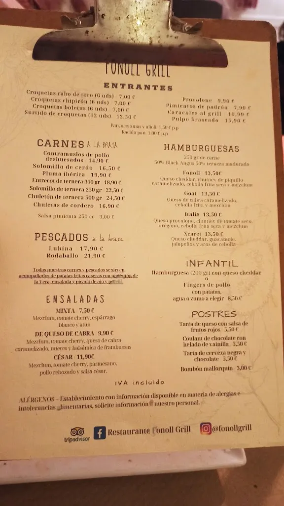 Menu_Restaurante FONOLL GRILL_Coll d'en Rabassa_image_2