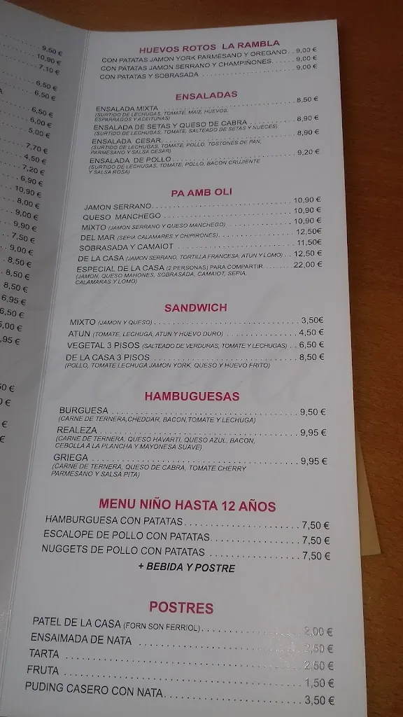 Menu_Bar Restaurante La Rambla Tapas & Coffe_Coll d'en Rabassa_immagine_4