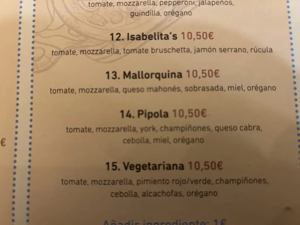 Menu_Isabelita´s pizza_Coll d'en Rabassa_image_1