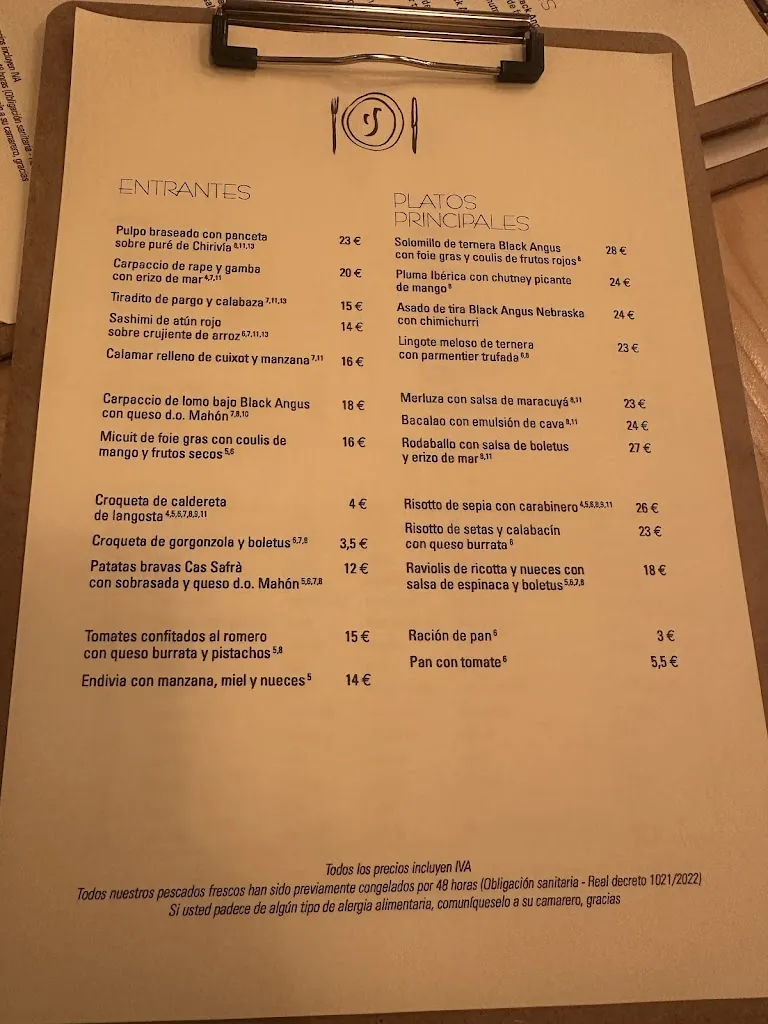 Menu_Cas Safrà Restaurant_Ciutadella de Menorca_image_2