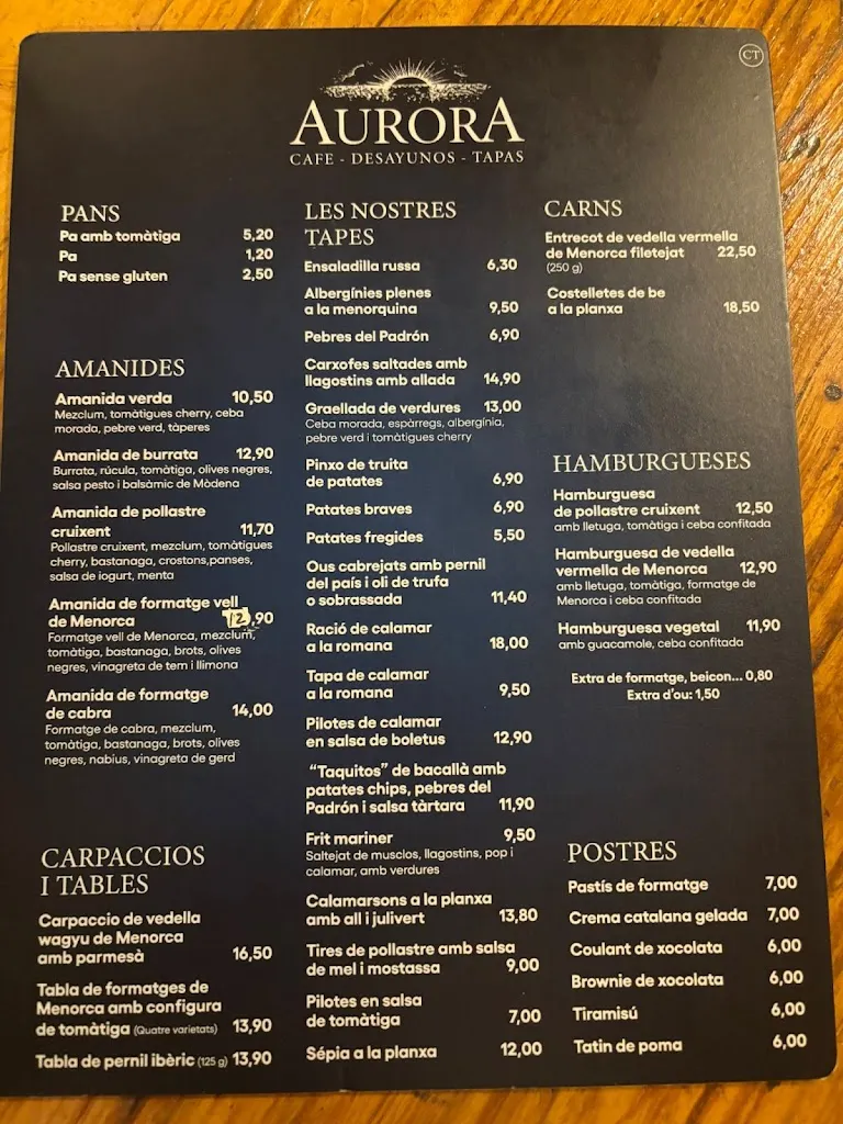 Menu_Restaurant Aurora_Ciutadella de Menorca_image_1