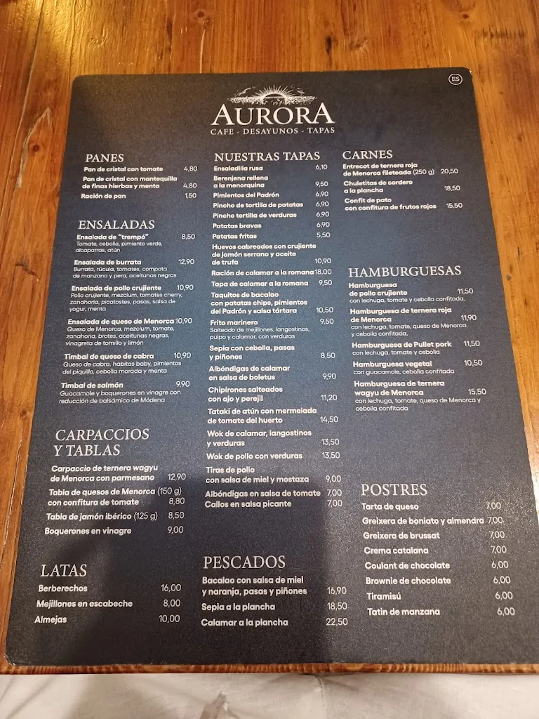 Menu_Restaurant Aurora_Ciutadella de Menorca_image_2