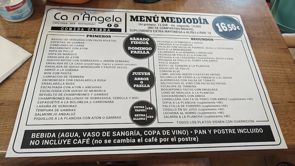 Menu_Ca n'Àngela - Cafetería - Bar - Restaurante - Tapeo_Ciutadella de Menorca_immagine_3