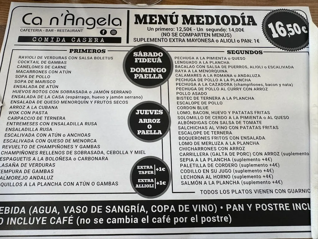 Menu_Ca n'Àngela - Cafetería - Bar - Restaurante - Tapeo_Ciutadella de Menorca_immagine_4
