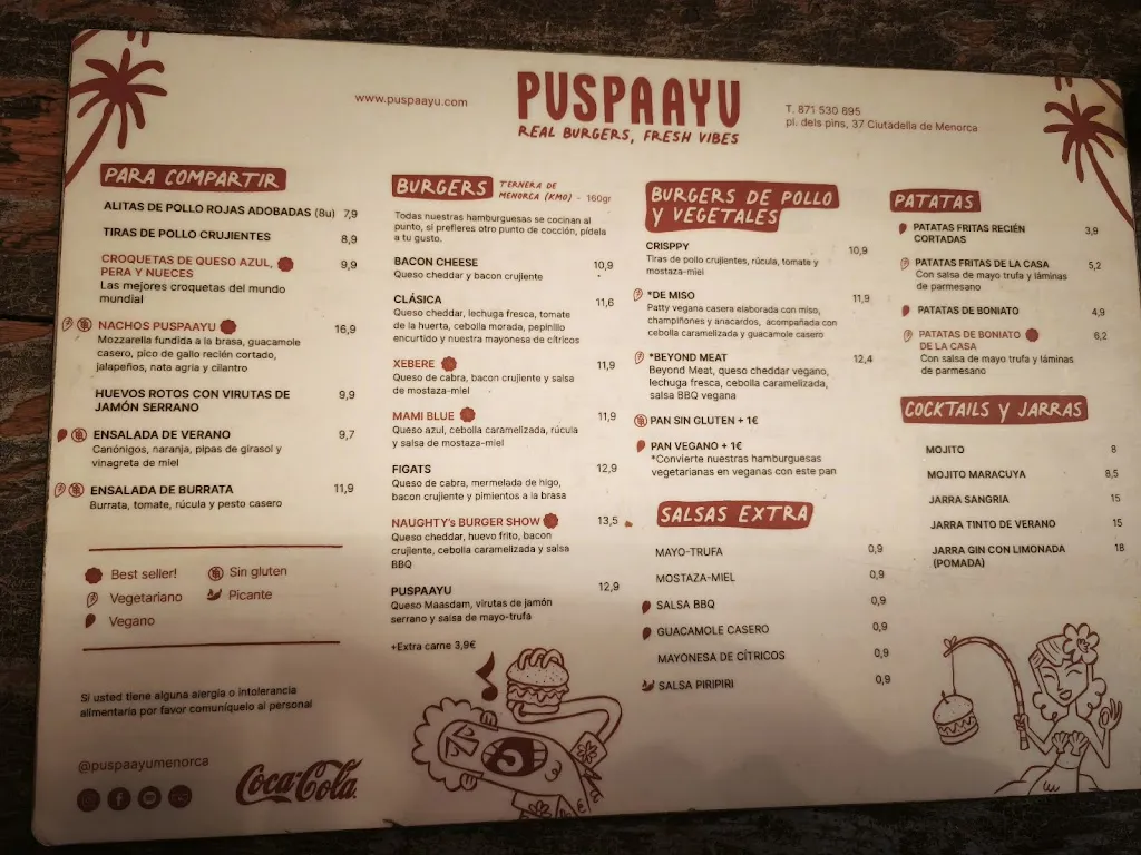 Menu_PUSPAAYU CIUTADELLA - Real Burgers, Fresh Vibes_Ciutadella de Menorca_immagine_2