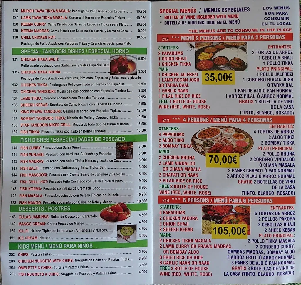 Menu_Restaurante Star of India_Campello el_image_1