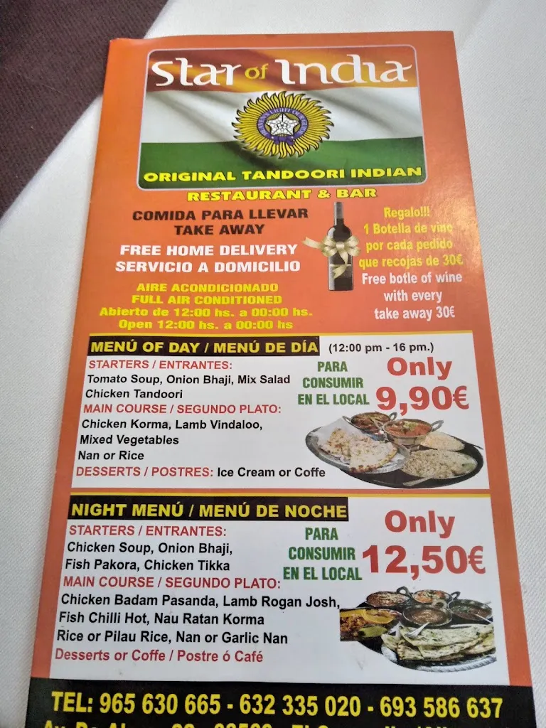 Menu_Restaurante Star of India_Campello el_image_4