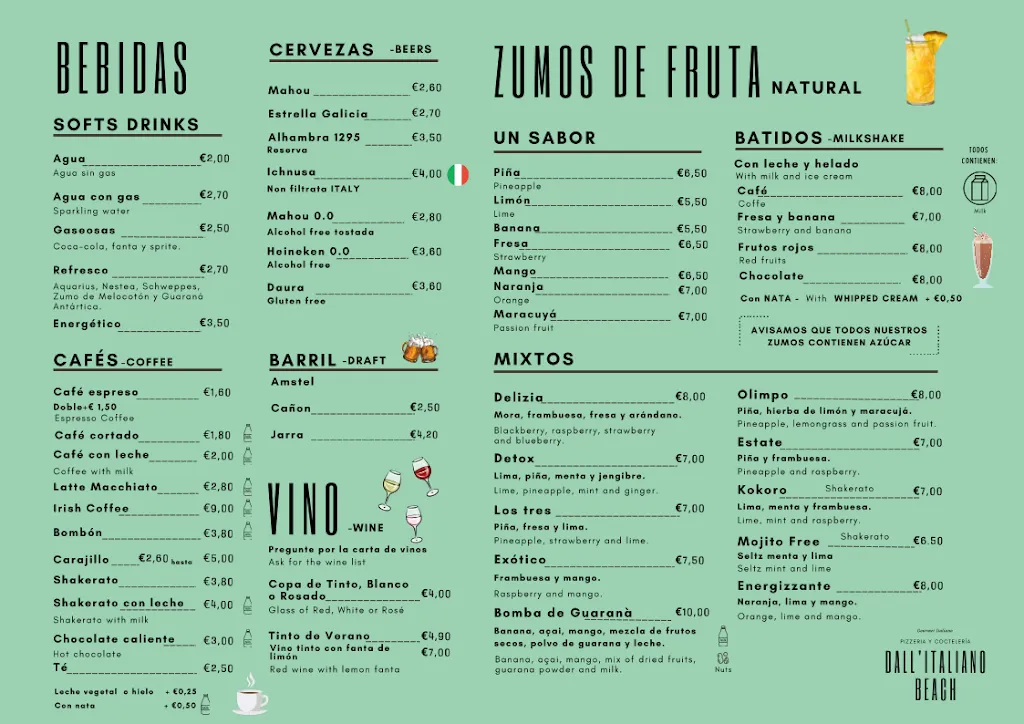 Menu_DALL´ITALIANO BEACH_Ciutadella_image_2