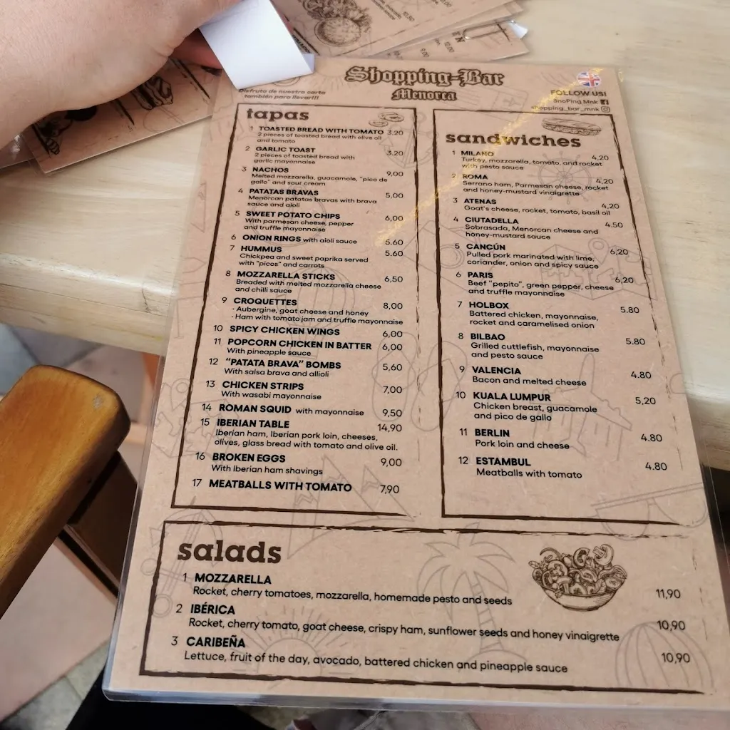 Menu_Shopping Bar Menorca_Ciutadella_image_1