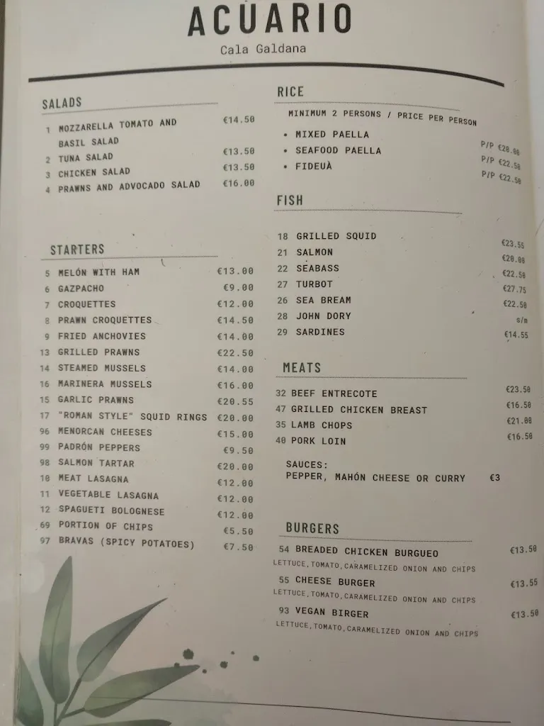 Menu_Bar Restaurant Aquario Cala Galdana_Ferreries_image_1