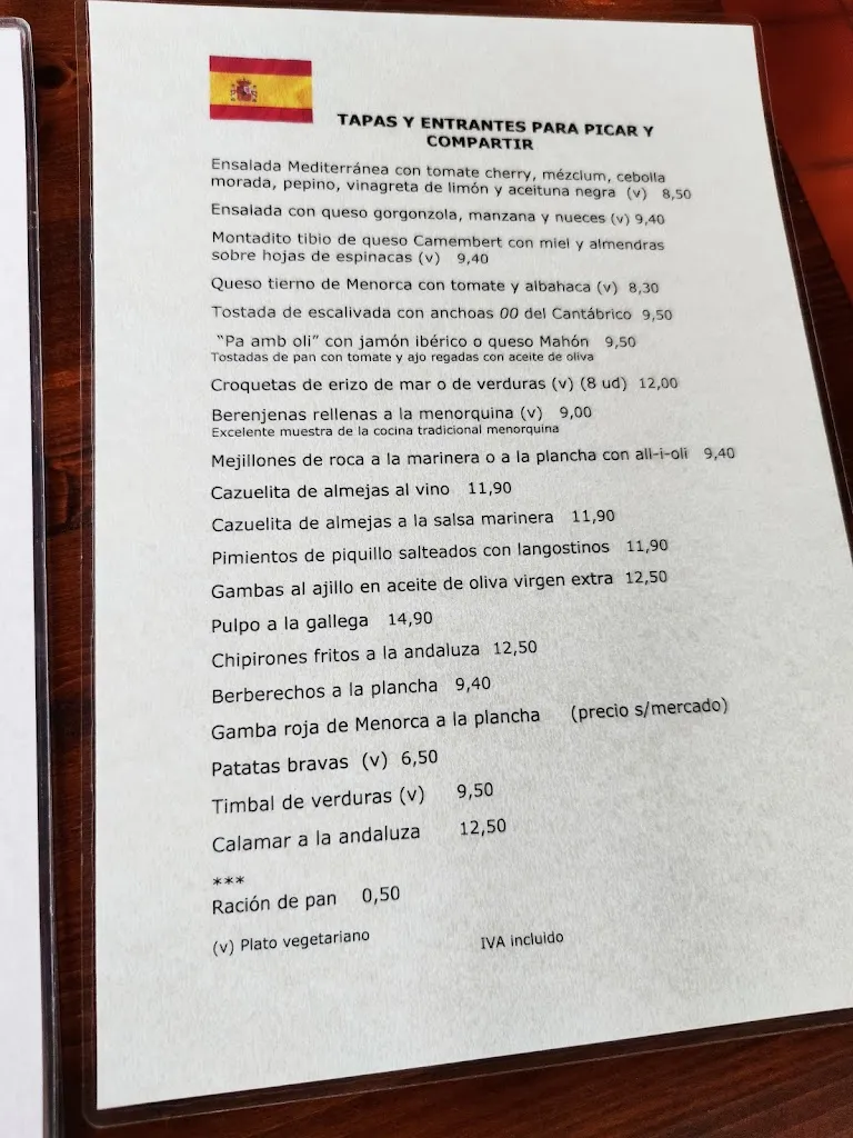 Menu_Restaurant Cala Mitjana_Ferreries_image_4