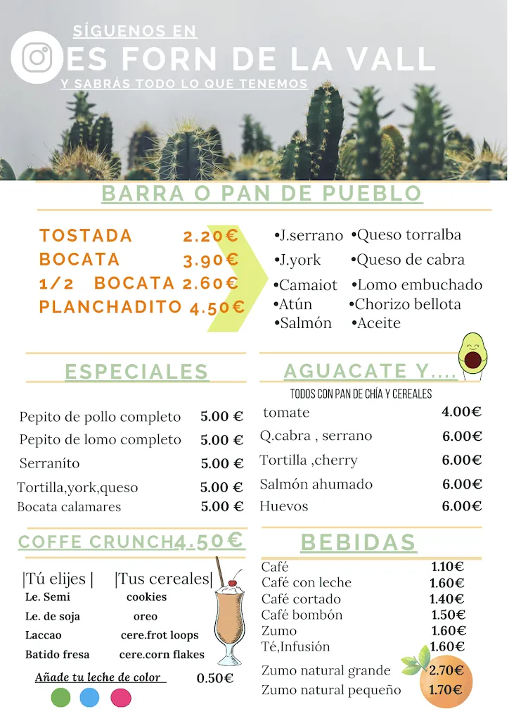 Menu_PIZZERIA FORN DE LA VALL Y DESAYUNOS_Mancor de la Vall_image_2