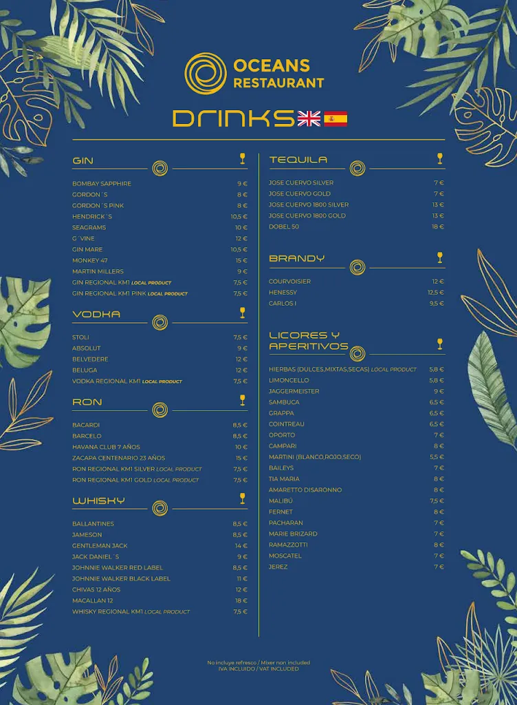 Menu_Oceans Restaurant_Magaluf_immagine_2