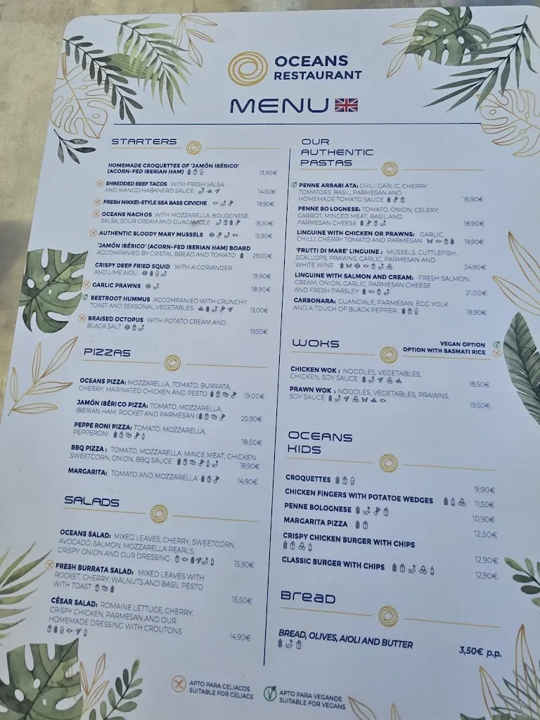 Menu_Oceans Restaurant_Magaluf_immagine_4