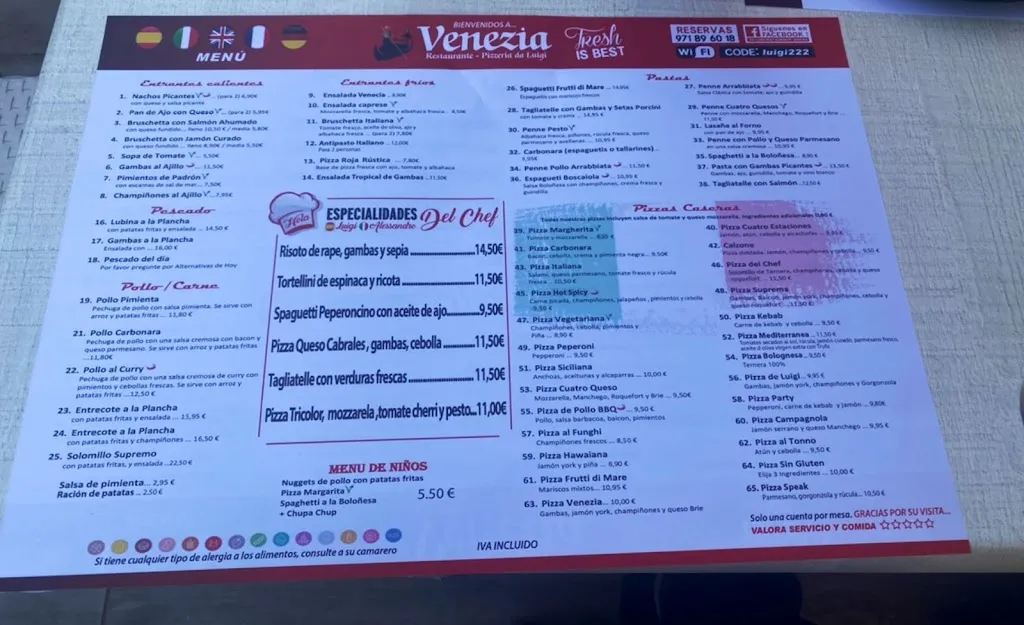 Menu_Restaurante Pizzería Venezia Da Luigi_Magaluf_image_3