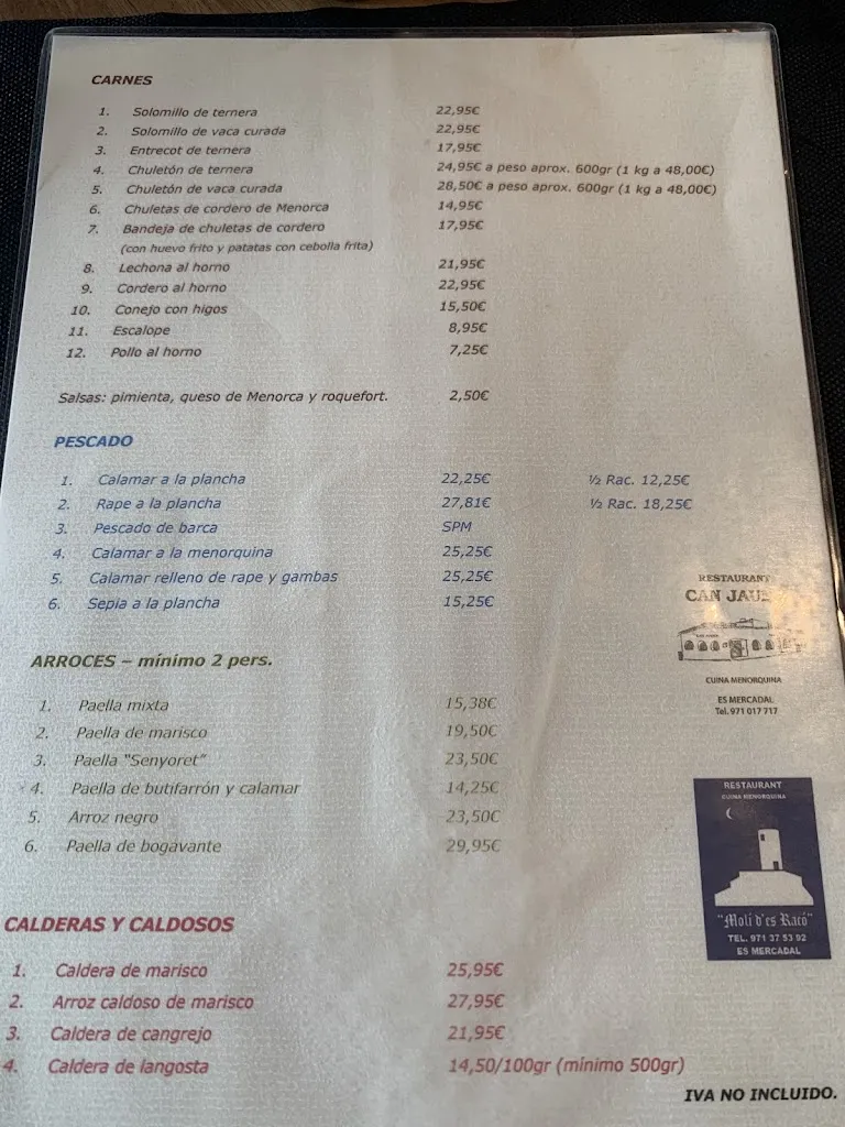 Menu_Restaurant Mesón Can Jaume_Mercadal_image_4
