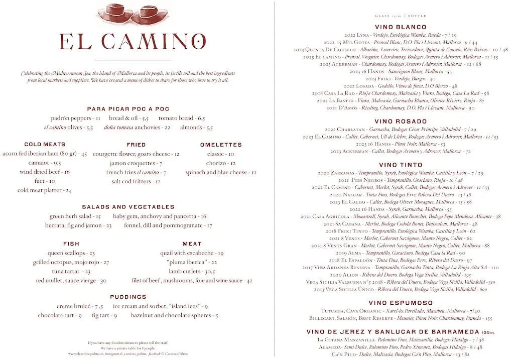 Menu_El Camino_Palma_image_1