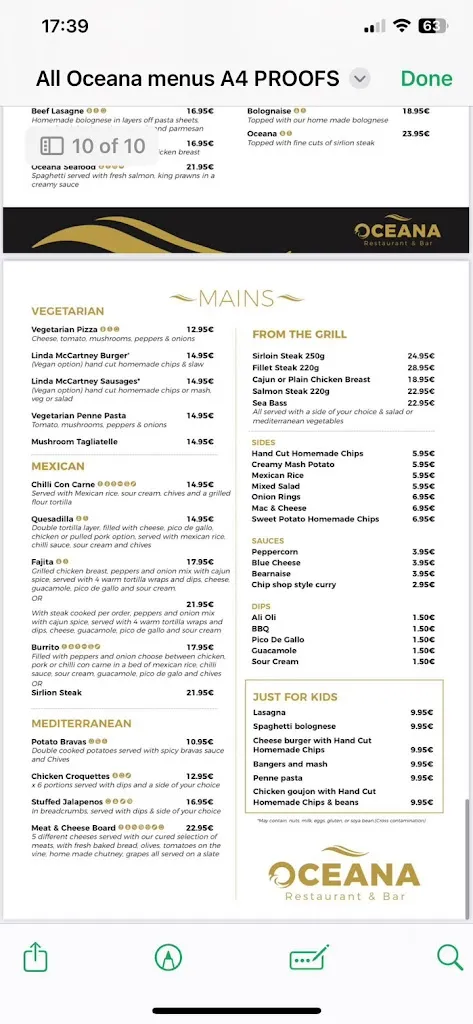 Menu_Oceana restaurant and bar_Palmanova_image_1