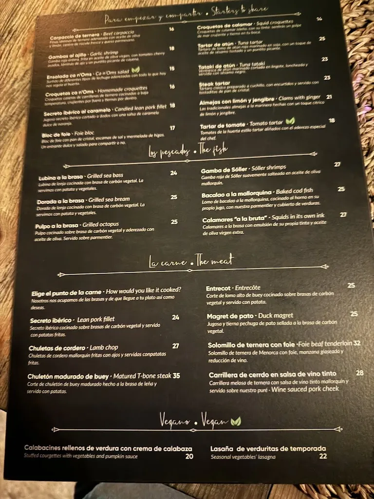 Menu_Restaurant Ca n'Oms_Petra_image_2