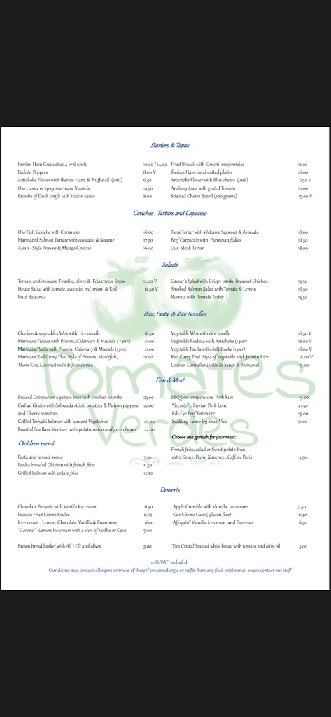 Menu_Tomates Verdes Restaurant, Llucmajor_Llucmajor_image_1