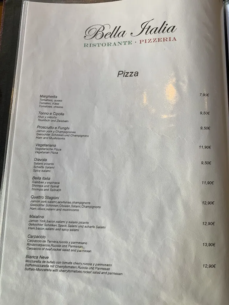 Menu_Bella italia Ristorante Pizzeria_Llucmajor_image_1