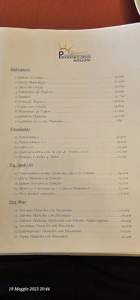 Panoramica Playa Restaurante desde 1960_Llucmajor_menu_image_1