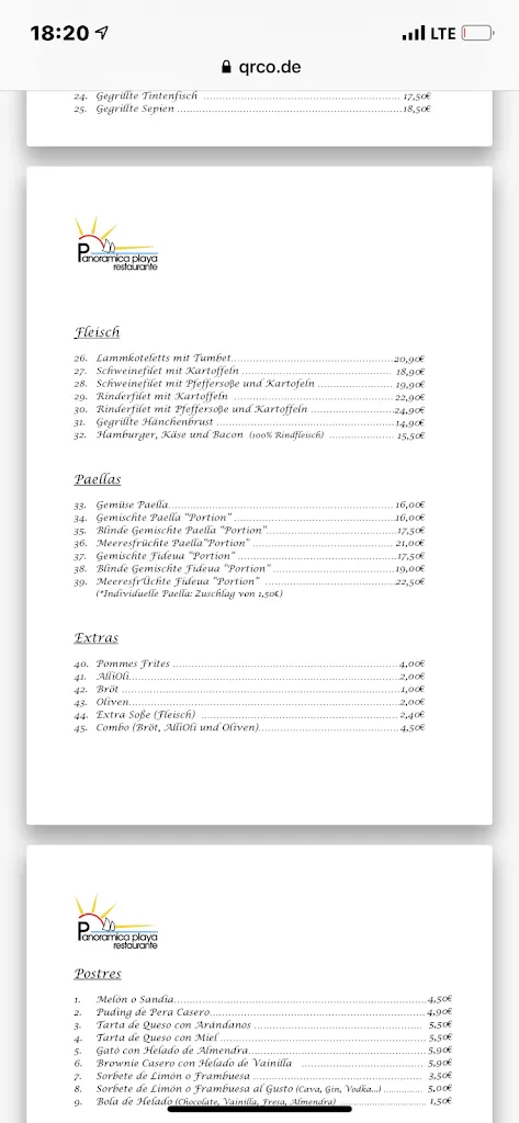 Menu_Panoramica Playa Restaurante desde 1960_Llucmajor_image_4