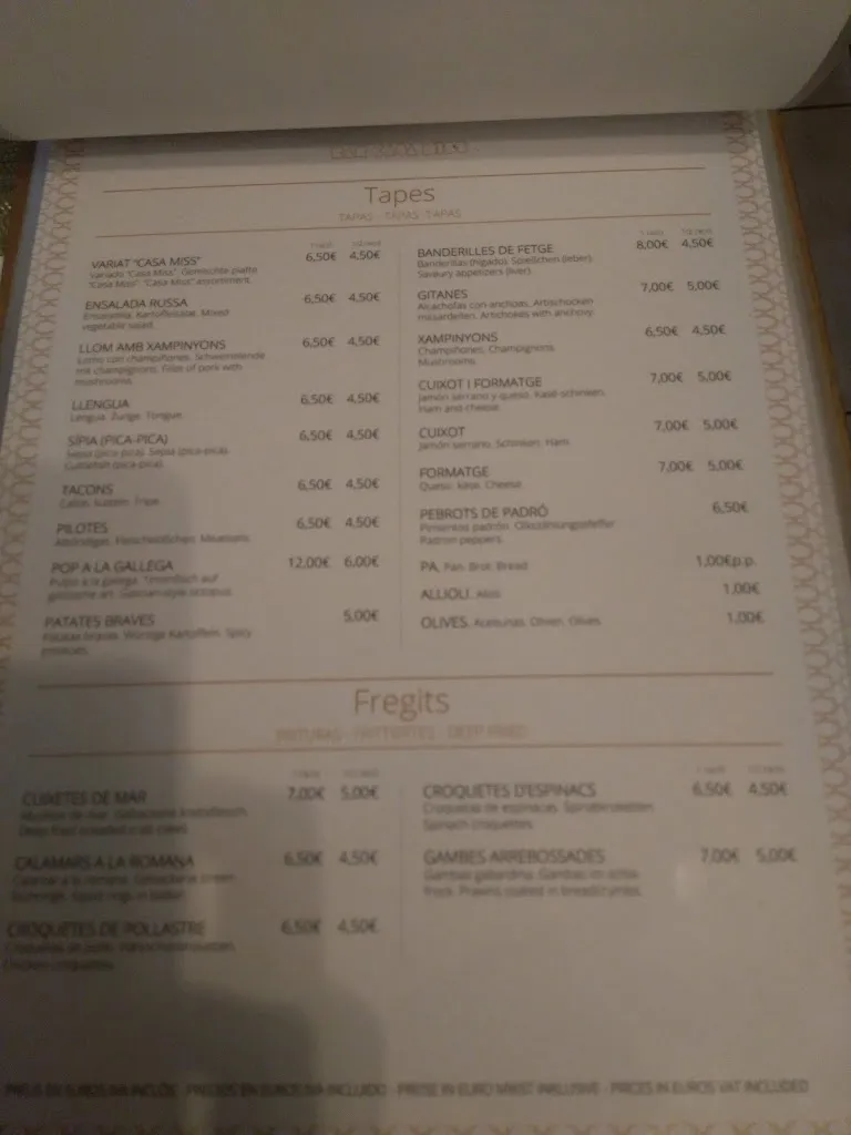 Menu_Bar Casa Miss_Pobla Sa_image_1