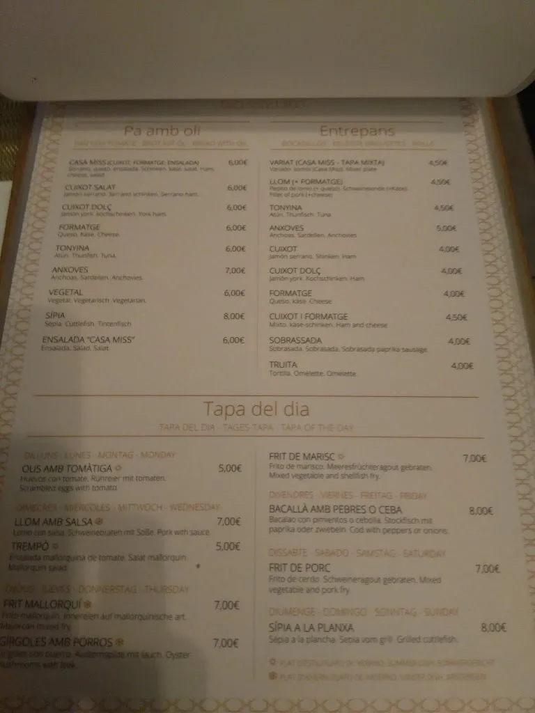 Menu_Bar Casa Miss_Pobla Sa_image_4