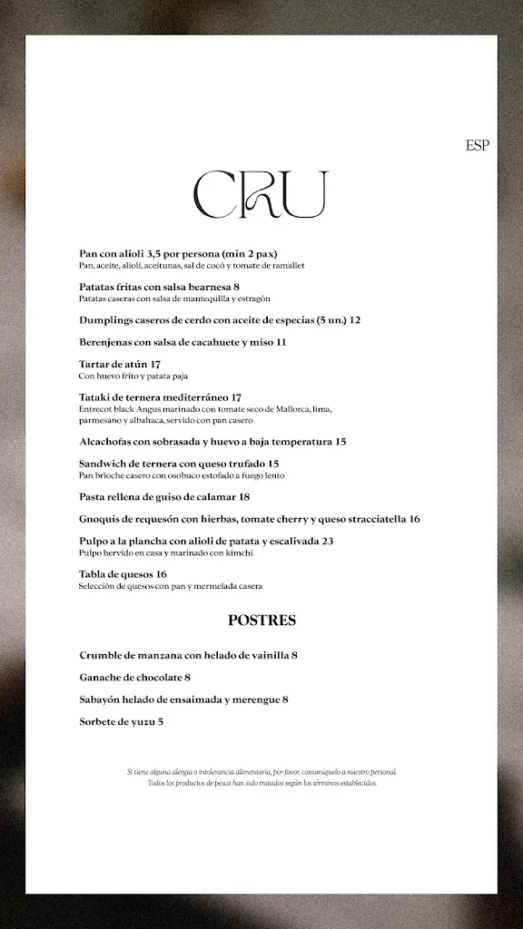 Menu_Cru Restaurant_Manacor_image_2
