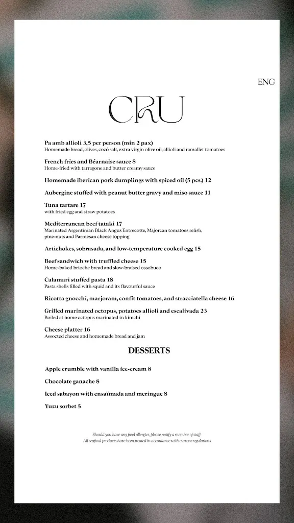 Menu_Cru Restaurant_Manacor_image_3