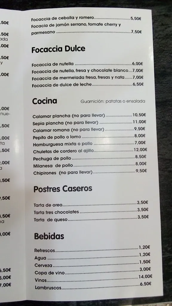 Menu_La 12 pizzería_Manacor_immagine_4