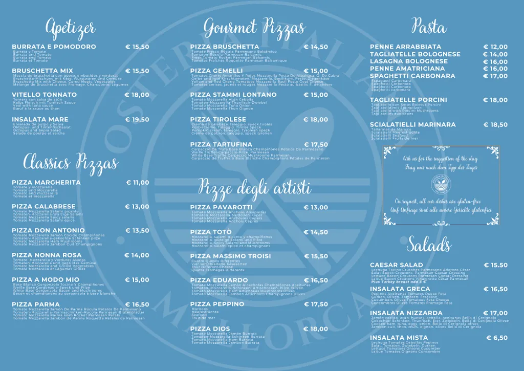 Menü_Osteria Italiana Mallorca_Peguera_Bild_1