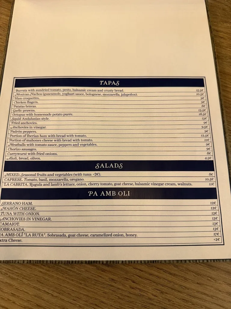 Menu_Bar La Ruta_Peguera_image_1