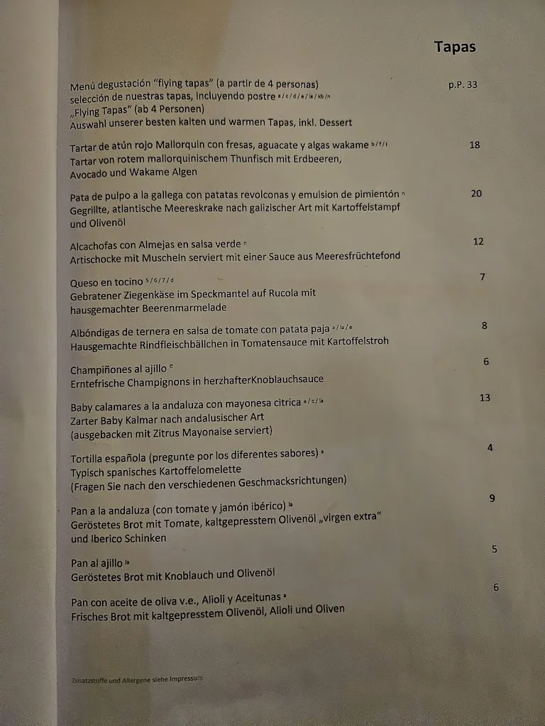 Menu_La Tasca Flamenca Bar de Tapas & Restaurant Mallorca_Peguera_image_3