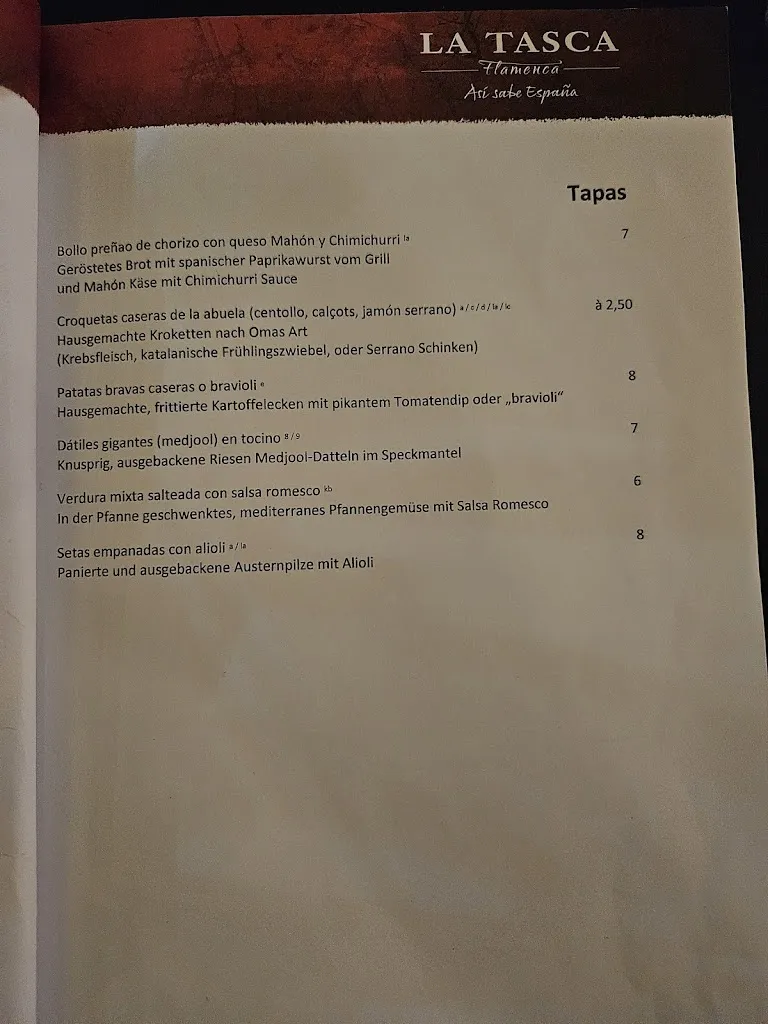 Menu_La Tasca Flamenca Bar de Tapas & Restaurant Mallorca_Peguera_image_4