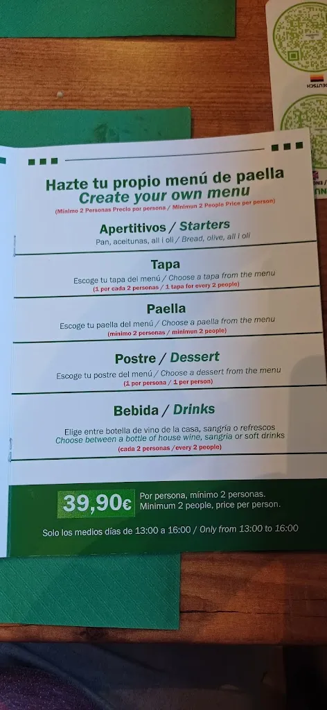 Menu_Restaurante de Tapas & Paellas Casa Rufino_s'Arenal_image_4