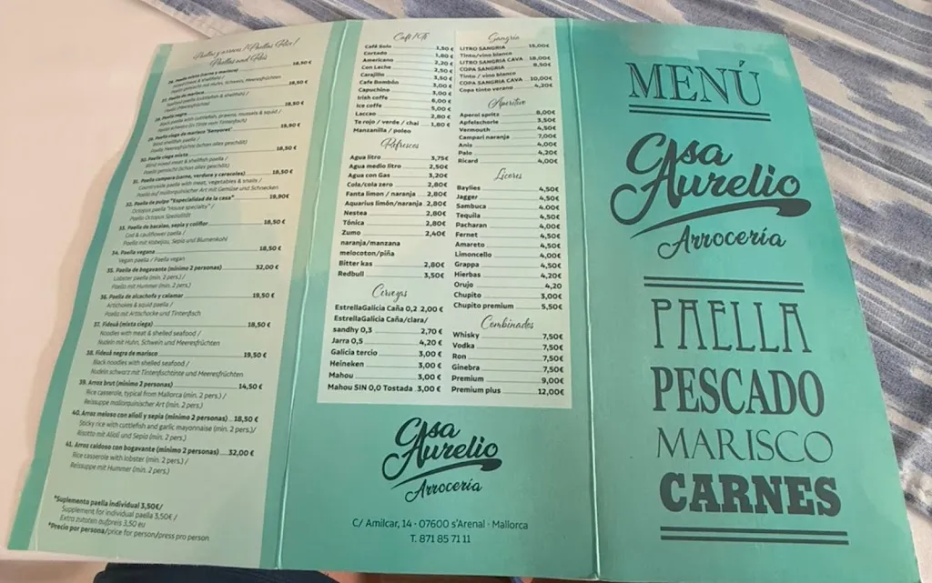 Menu_Arroceria Casa Aurelio_s'Arenal_image_3