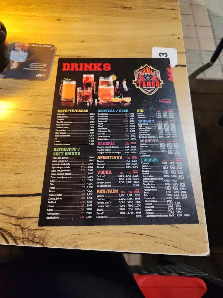 Menu_Steakhouse Tango_s'Arenal_image_1