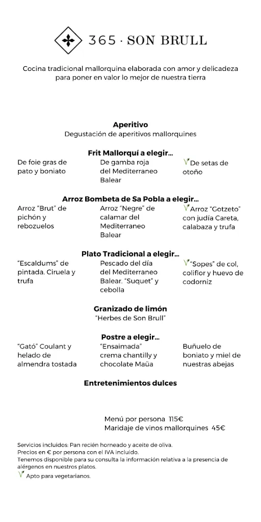 Menu_365 Restaurante - Son Brull Hotel & Spa_Pollença_image_1