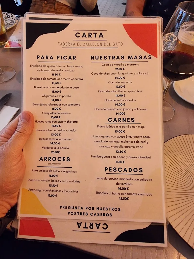Menu_Taberna El Callejón del Gato_Cariño_image_1