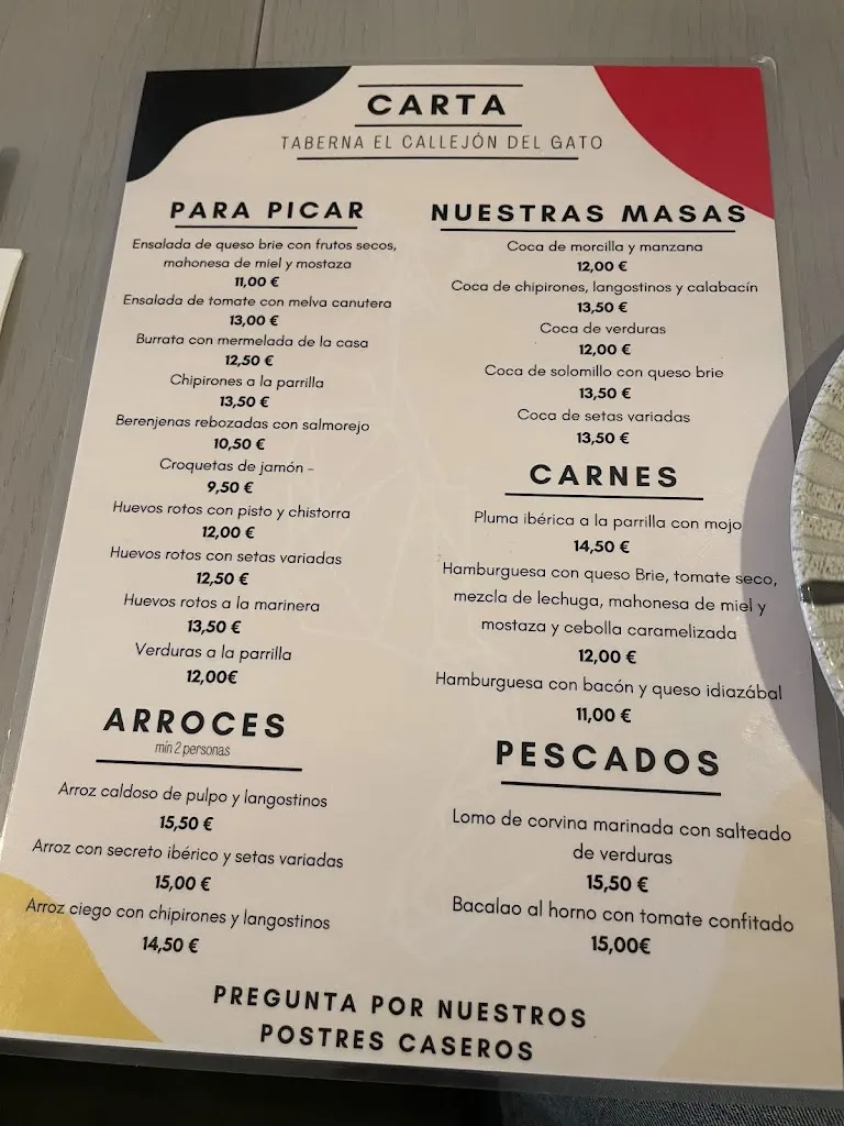 Menu_Taberna El Callejón del Gato_Cariño_image_2